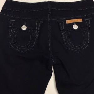 TRUE RELIGION black jeans with grey stitching